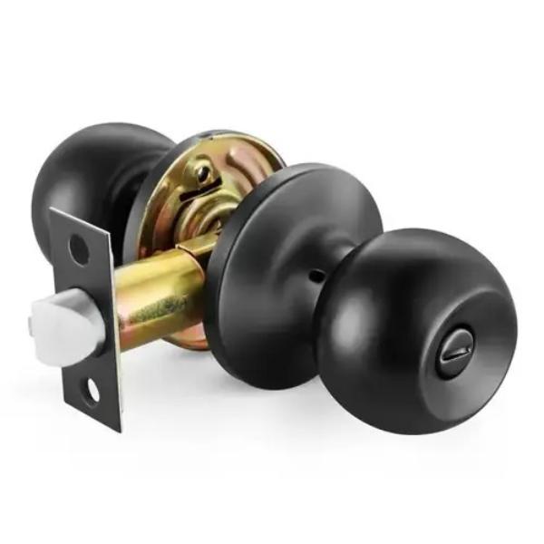 PR01BL Privacy Lock Ball Handle Door Knob, Matte Black