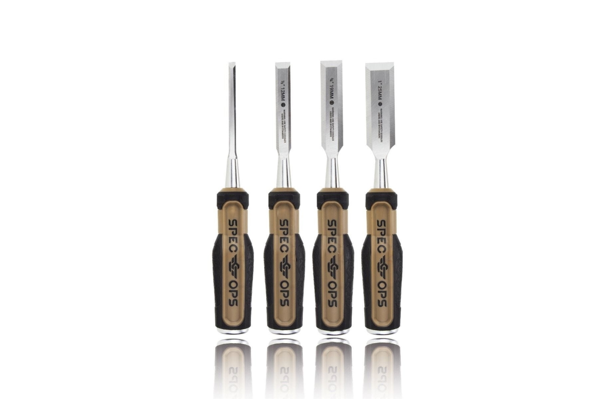 Picture of Spec OPS Tools SPEC-C1-4PK Bevel-Edge Wood Chisel Set&#44; Flat Dark Earth & Black - 4 Piece