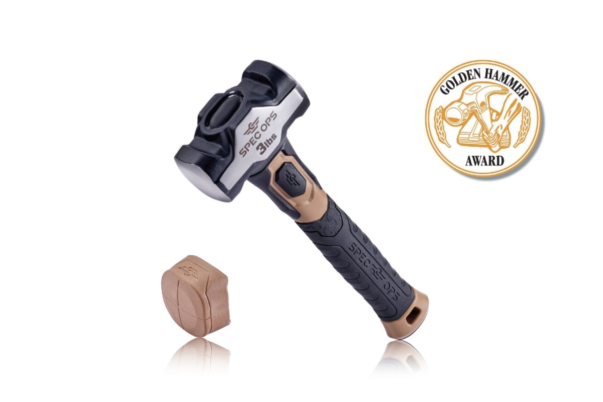 SPEC-M-DRILL3-S Sledge Drilling 3 lbs Hammer with Soft Mallet Cap, Flat Dark Earth & Black