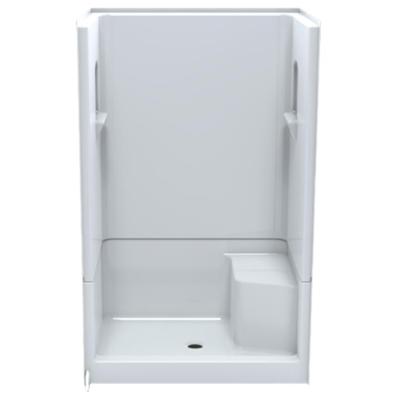 Picture of Baymont SRRB4483677C Shower Unit with Right Seat & Center Drain&#44; White - 4 Piece - 48 x 36 x 77 in.