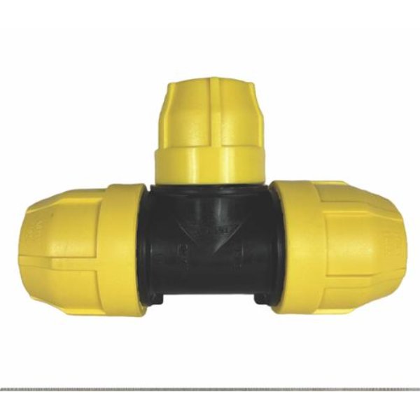 PERTE2-DDC-C 1 x 1 x 0.37 in. IPS Underground Gas Tee Fitting, Yellow & Black