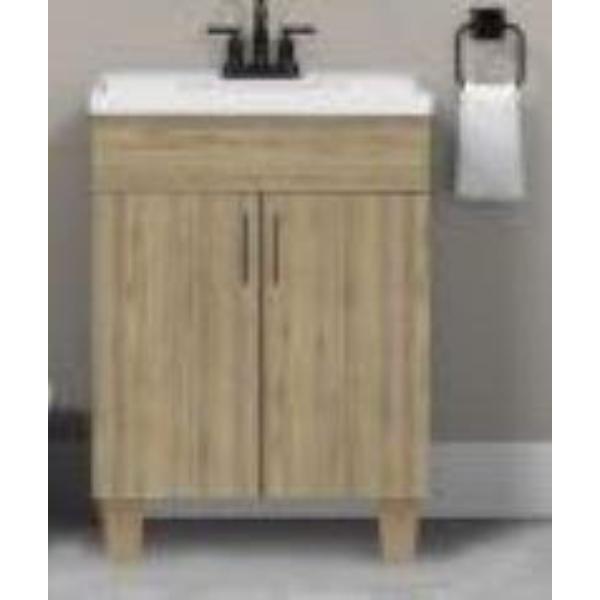SFC24PA 24 in. Waterproof Plastic Bathroom Vanity with Slab Doors in Plum Novo