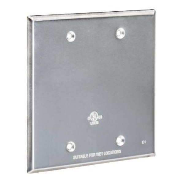 WC2B-UPC 2 Gang Vertical Horizontal Blank Cover, Aluminium Weatherproof - Gray