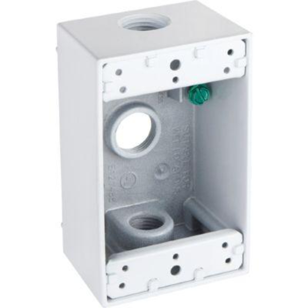 WB1350W-UPC 0.5 in. 3 Hole 1 Gang Aluminium Weatherproof Box - White
