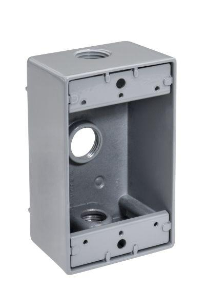 WB1375-UPC 0.75 in. 3 Hole 1 Gang Aluminium Weatherproof Box - Gray
