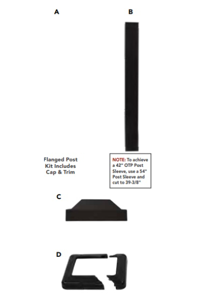 31306190K 3 x 3 x 44 in. Aluminium Flanged Post Kit - Textured Black