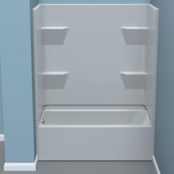 TR4603177R 60 x 31 in. Tub Shower - White - 4 Piece