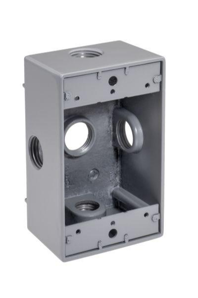 Single Gang 3/4'' 5-Hole Side-Hole Gray Weatherproof Junction Box