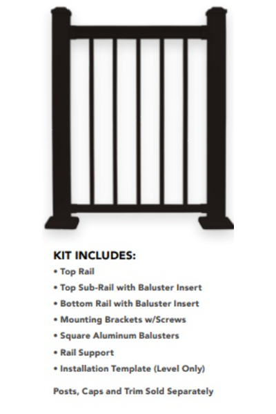 31306020 6 x 36 in. Aluminium Designer Stair Kit with Square Balusters - Textured Black