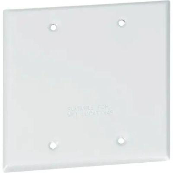 WC2BW-UPC 2 Gang Vertical Horizontal Blank Cover, Aluminium Weatherproof - White