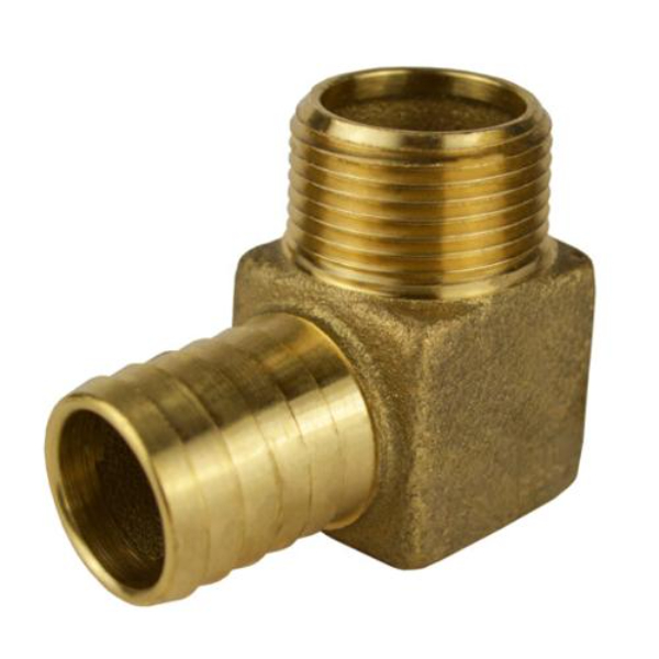 Yard Hydrant Elbow, 1 in, Barb x MPT, 90 deg Angle, Brass, 120 psi Pressure