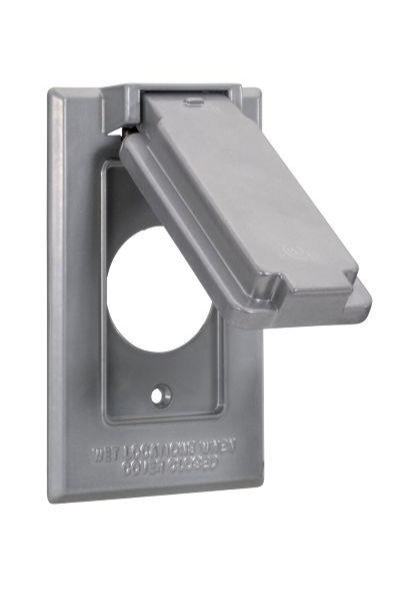 Single Gang 1.406'' Dia. Gray Vertical Weatherproof Single Receptacle Cover