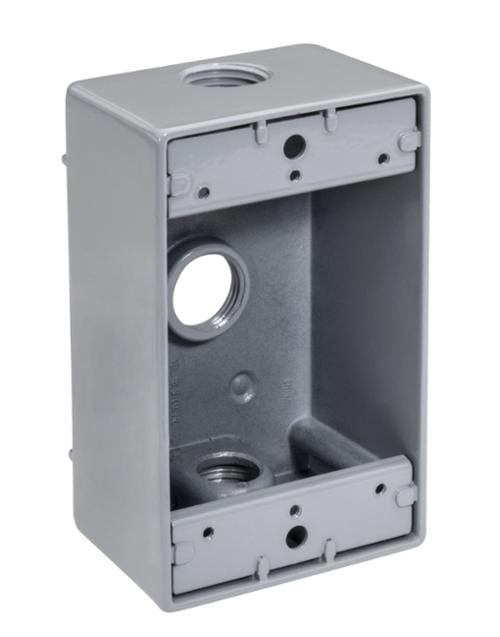 WB1350-UPC 0.5 in. 3 Hole 1 Gang Aluminium Weatherproof Box - Gray