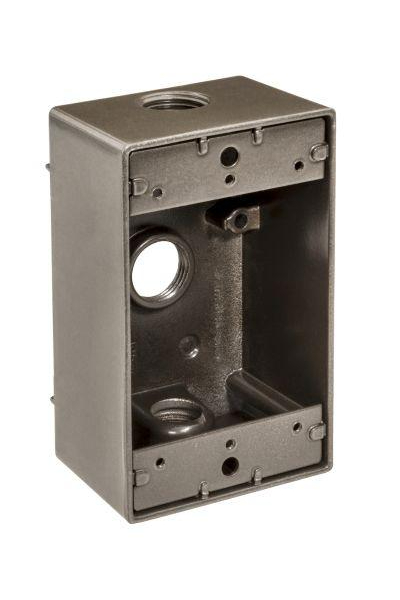 WB1350B-UPC 0.5 in. 3 Hole 1 Gang Aluminium Weatherproof Box - Bronze