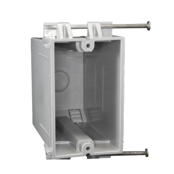 EZ20SNW 20 Cu. in.   Work 1-Gang Nail On Electrical Outlet Box & Switch Box with Knockouts, Gray