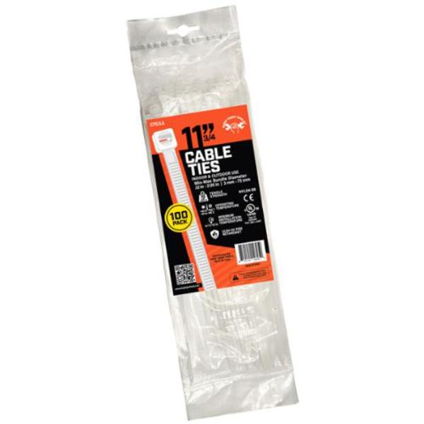 CTC11 14 in. Natural Nylon Cable Ties - 50 lbs Strength - Pack of 100