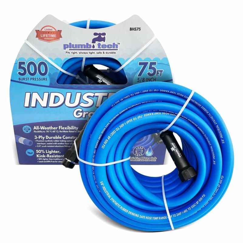 BHS75 0.62 in. x 75 ft. Industrial Grade Dual-Purpose Blue Synthetic Rubber Hose