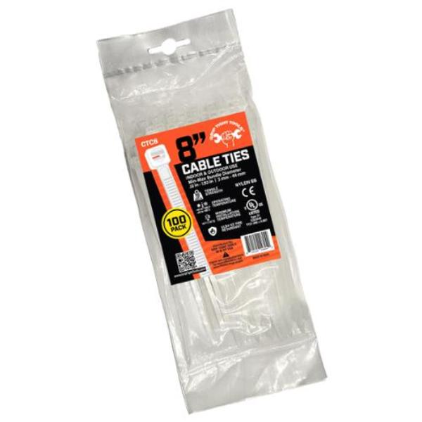 CTC8 8 in. Natural Nylon Cable Ties - 50 lbs Strength - Pack of 100