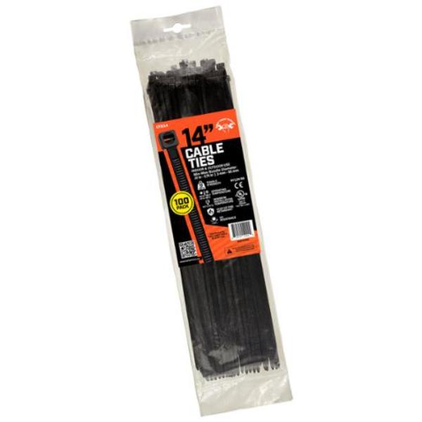 CTB14 17 in. Black Nylon Cable Ties - 119 lbs Strength - Pack of 100