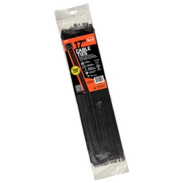 CTB17 17 in. Nylon Cable Ties - 119 lbs Strength, Black - Pack of 100