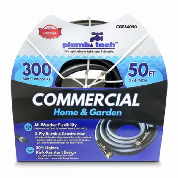CGE34050 0.75 in. x 50 ft. Black Rubber Garden Hose