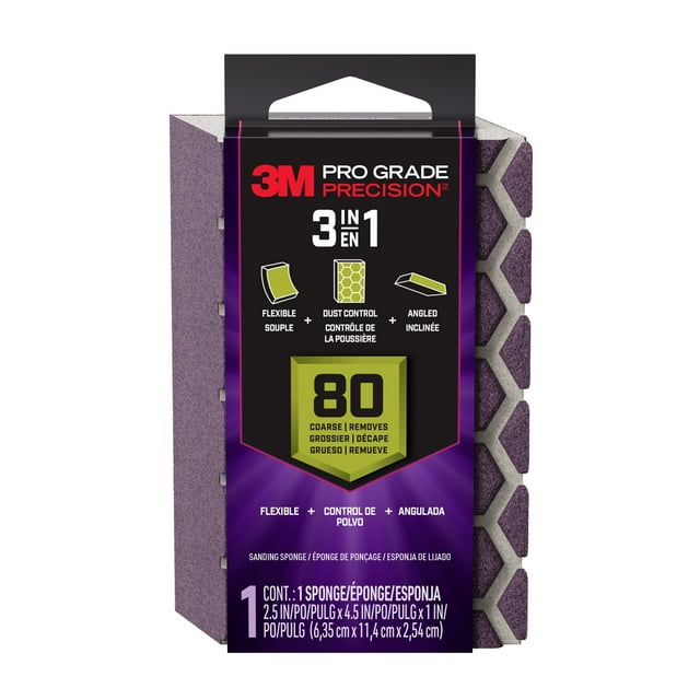 DCDA80-PGP-1T 2.5 x 4.5 x 1 in. 100 Grit Coarse Pro Grade Precision Block Drywall Sanding Sponge