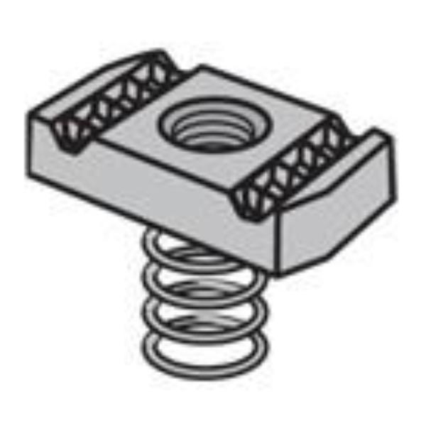1005297 Channel Nut for 0.5 in. H-Strut Channel - Regular Spring Design, Steel Construction, Silver