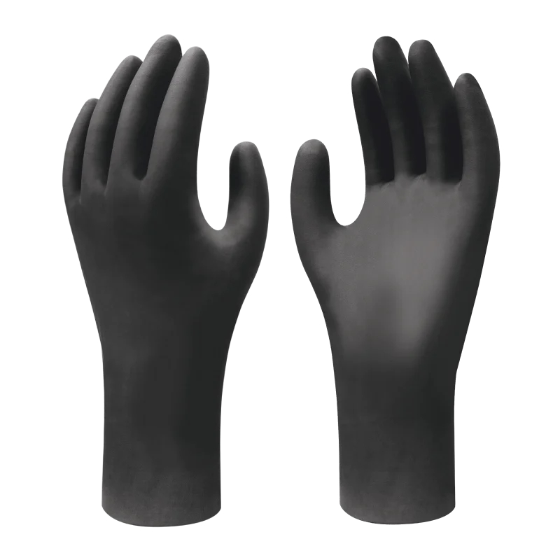 6112PFXS Powder-Free Nitrile Disposable Gloves, Black - Extra Small