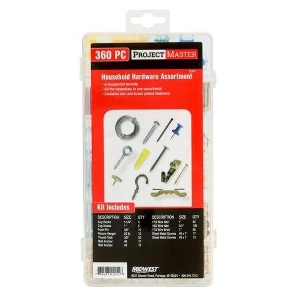 Midwest Fastener MF22241 Assorted Household Hardware Kit - 360 Piece