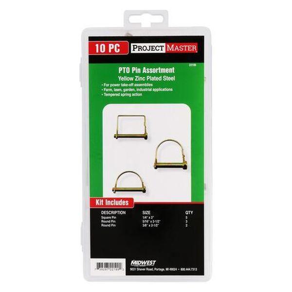 Midwest Fastener MF22199 Square & Round PTO Pin Kit, Silver - 10 Piece
