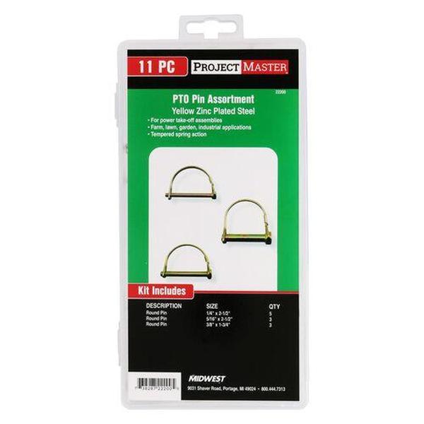 Midwest Fastener MF22200 Round PTO Pin Kit, Silver - 11 Piece