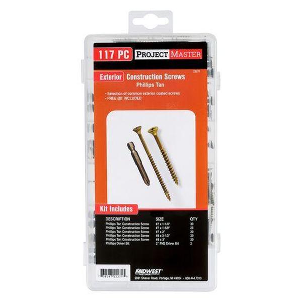 Midwest Fastener MF22271 Exterior Deck Screw Kit, Tan - 117 Piece