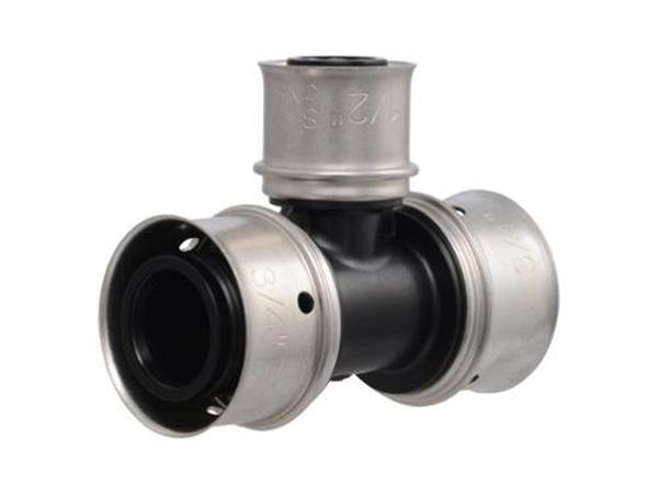 UPP454Z 0.75 x 0.5 x 0.5 in. PEX Press Poly Reducing Tee, Black