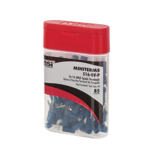 16-14 Awg Insulated Spade Term No. 8 Stud - Pack of 85