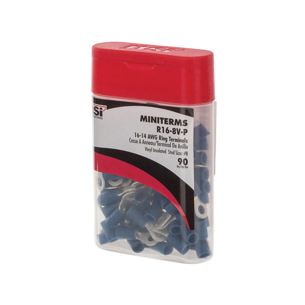 16-14 Awg Insulated Ring Term No. 8 Stud - Pack of 90