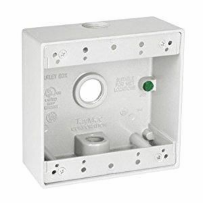 Two Gang Box 3 0.5 in. Holes - White