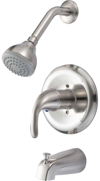 Picture of Compass Manufacturing 211-6579 Single Handle Press Bal Tub & Shower - Brushed Nickel
