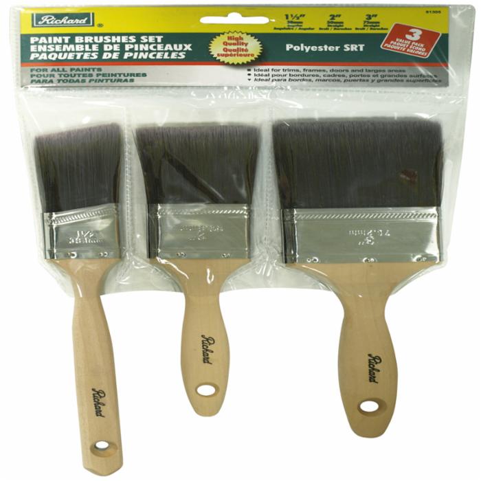 Picture of A Richard Tools 81305 3 Piece Paint Brush Set 1.5 in. Angular 2 & 3 in.