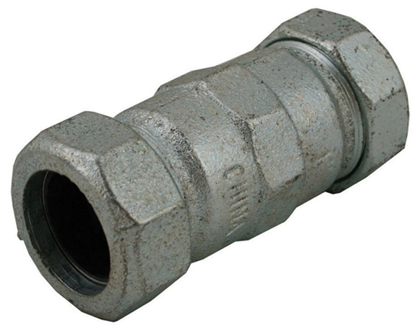 Galvanized Long Compression Coupling - 2 in. - Durable Malleable Iron