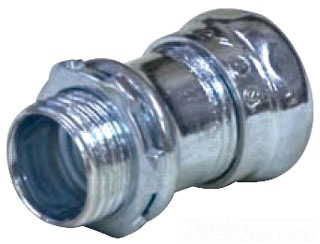 EMT Connector, 1-1/4 in, Compression, Steel, zinc plated