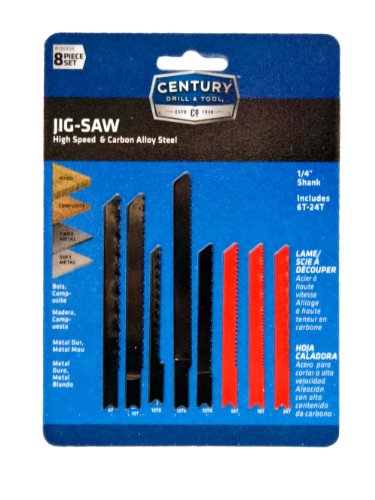 Picture of Century Drill & Tool 6908 Alloy & HSS Jig-Saw Blade Set - 8 Piece
