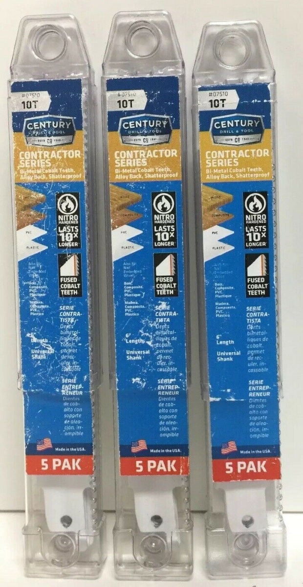 7510 10T x 6 in. Bi-Metal Reciprocating Blades - 5 Piece