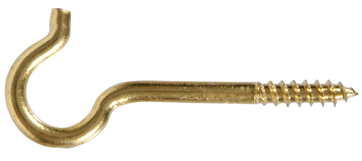Hillman Group 321244 Flagged - Brass Screw Hook 0.192 x 3.375 in. - Pack of 2