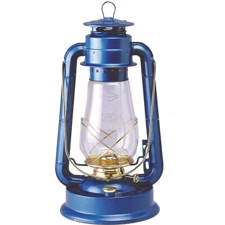 Picture of 21St Century Product 31080061 Hurricane Lantern for Blue Baked Enamel with Brass Plate Trim