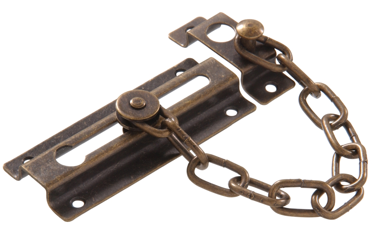 Carded - Door Chain, Antique Brass