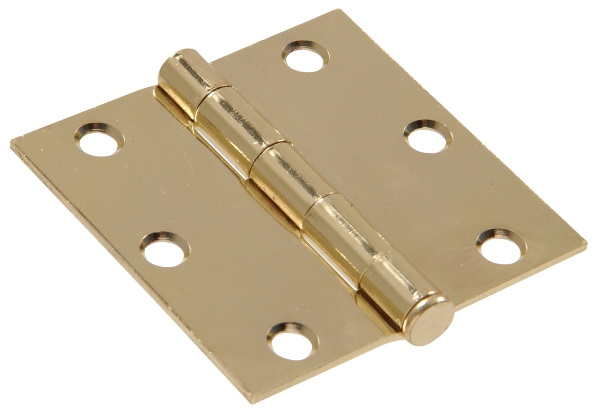 Carded - Square Corners Full Mortise Hinge, Brass Plated - 3 in.