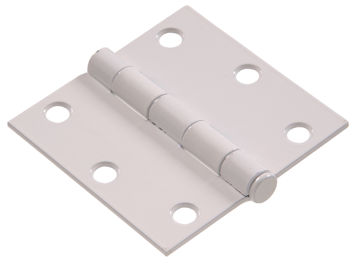 Carded - Square Full Mortise Hinges, White - 3 in.