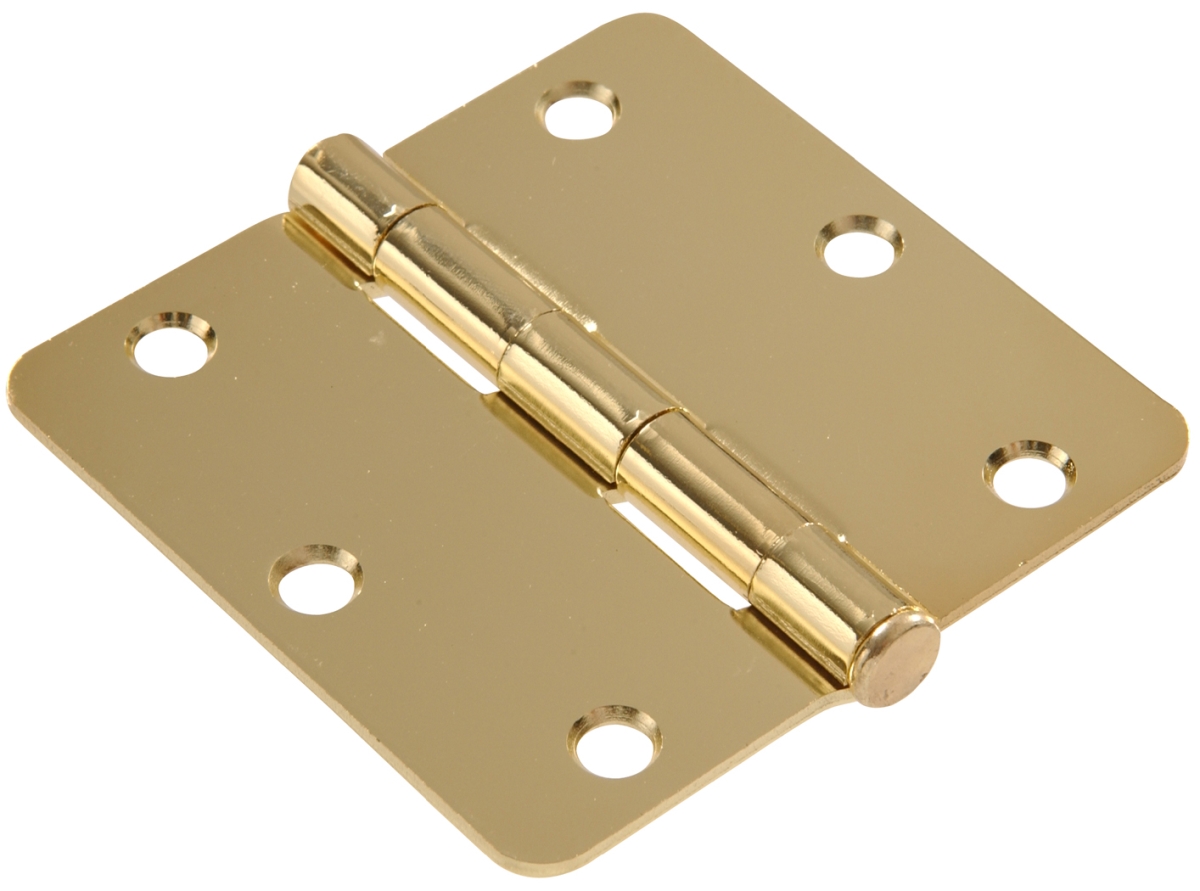 0.25 x 3 in. Carded Round Full Mortise Hinges, Brass Plated