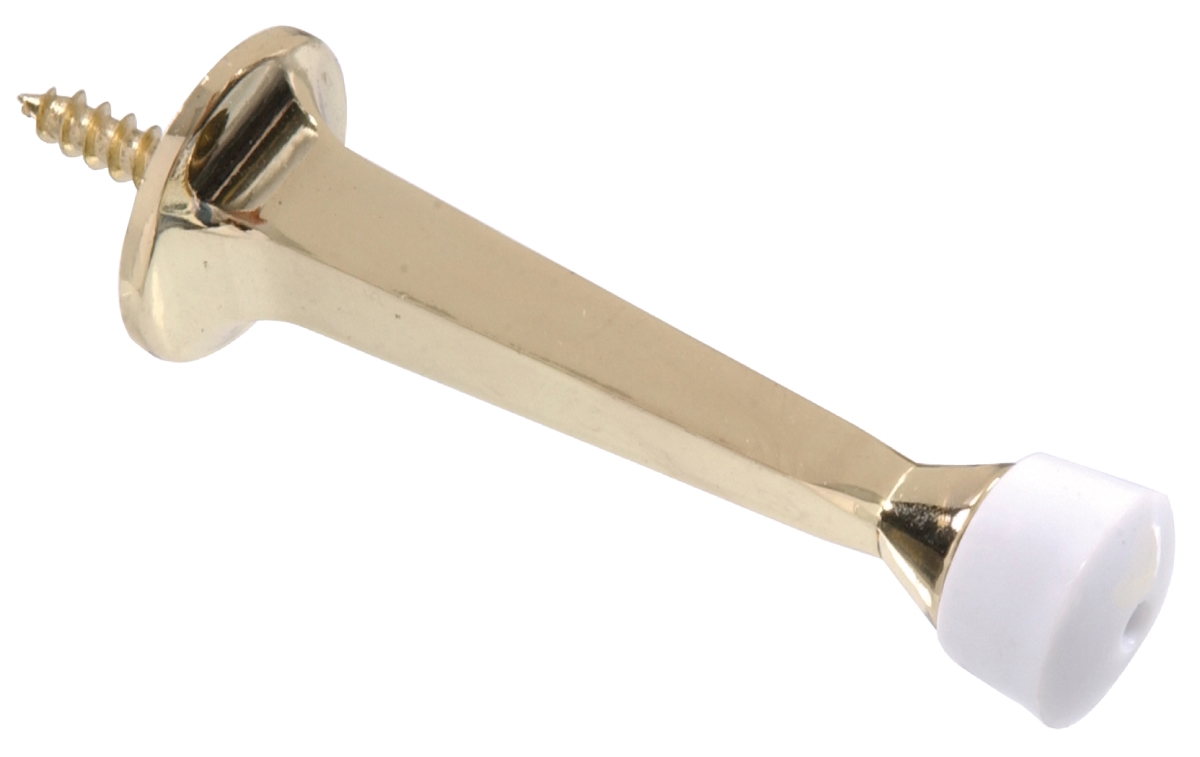 Carded - Square Rigid Door Stop, Brass Plated - 3 in.