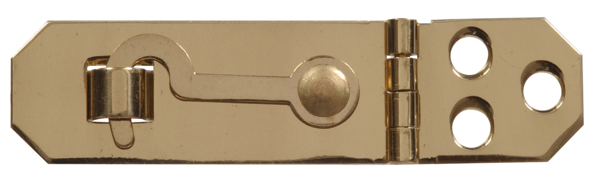 Carded - Hasp With Hook, Solid & Brite Brass - 0.75 in.